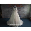 KB17287 Latest New Design Long Sleeves Wedding Gowns Puffy A Line Skirt Wedding Dress High Quality Lace Applique Bridal Gowns